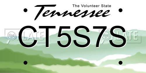 CT5S7S Tennessee License Plate