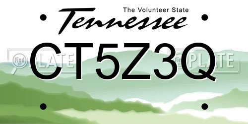CT5Z3Q Tennessee License Plate
