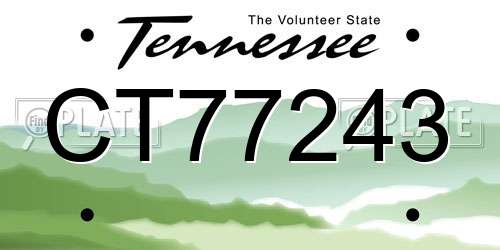 CT77243 Tennessee License Plate