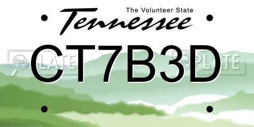CT7B3D Tennessee License Plate