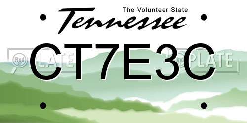 CT7E3C Tennessee License Plate