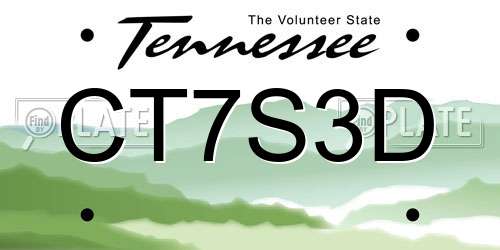 CT7S3D Tennessee License Plate