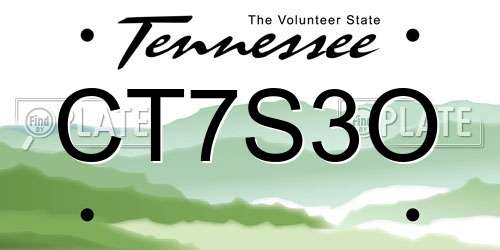 CT7S3O Tennessee License Plate