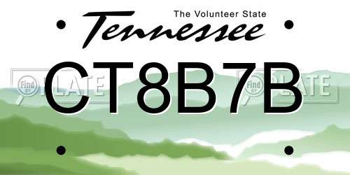CT8B7B Tennessee License Plate