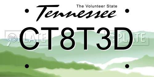 CT8T3D Tennessee License Plate