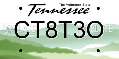 CT8T3O Tennessee License Plate