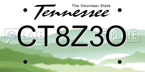 CT8Z3O Tennessee License Plate
