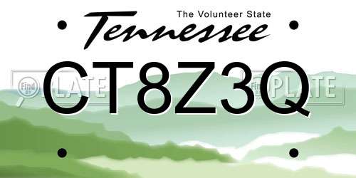 CT8Z3Q Tennessee License Plate
