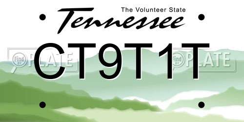 CT9T1T Tennessee License Plate