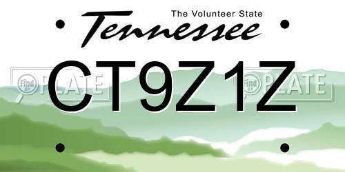 CT9Z1Z Tennessee License Plate