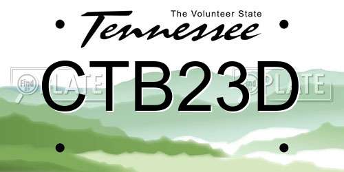 CTB23D Tennessee License Plate