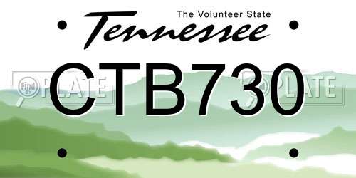 CTB730 Tennessee License Plate