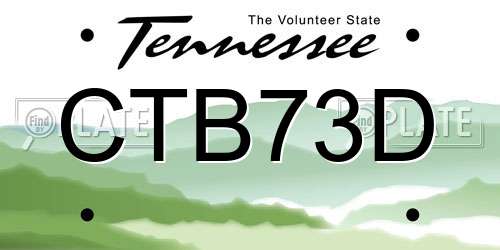 CTB73D Tennessee License Plate