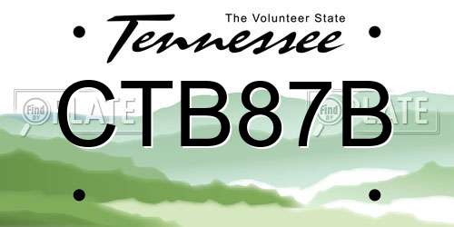CTB87B Tennessee License Plate