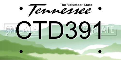 CTD391 Tennessee License Plate