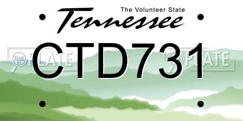 CTD731 Tennessee License Plate