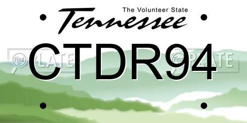 CTDR94 Tennessee License Plate