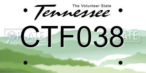 CTF038 Tennessee License Plate