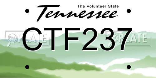 CTF237 Tennessee License Plate