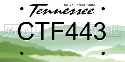 CTF443 Tennessee License Plate