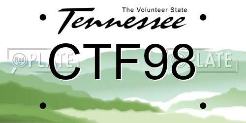 CTF98 Tennessee License Plate