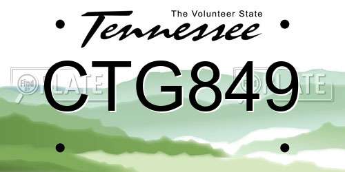 CTG849 Tennessee License Plate