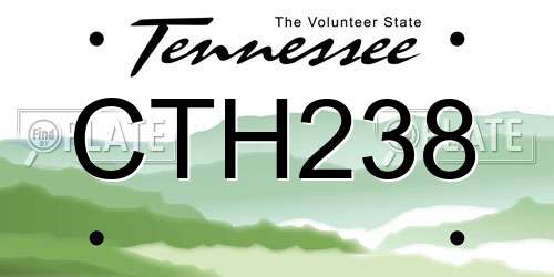 CTH238 Tennessee License Plate