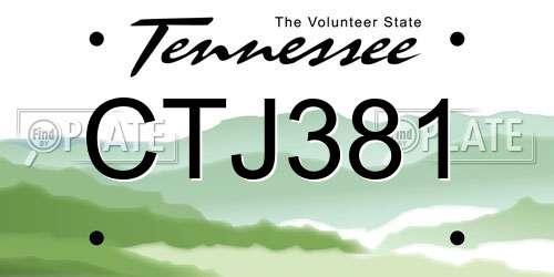 CTJ381 Tennessee License Plate