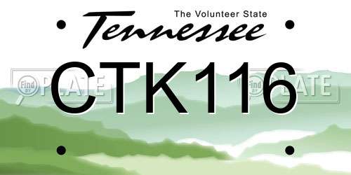 CTK116 Tennessee License Plate