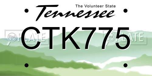 CTK775 Tennessee License Plate