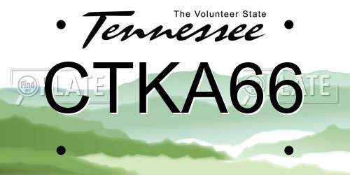 CTKA66 Tennessee License Plate