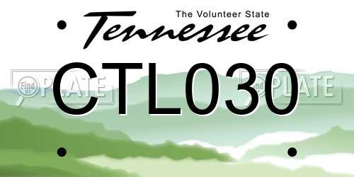CTL030 Tennessee License Plate