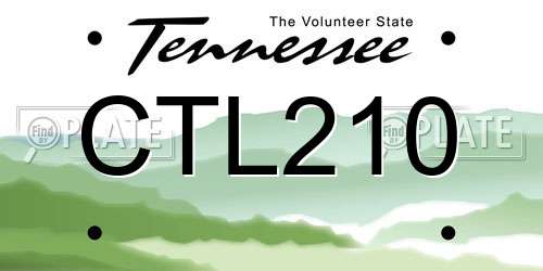 CTL210 Tennessee License Plate