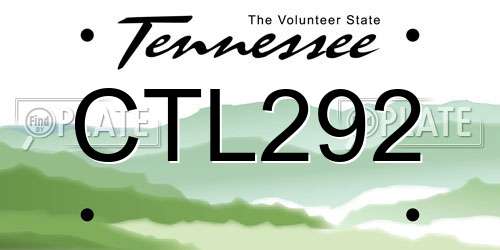 CTL292 Tennessee License Plate