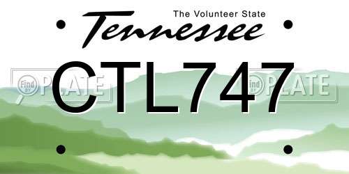 CTL747 Tennessee License Plate