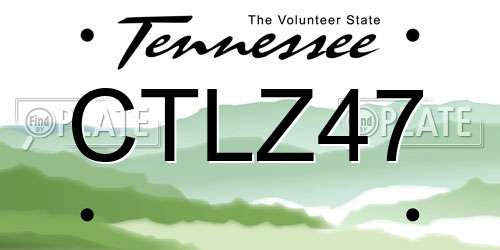 CTLZ47 Tennessee License Plate