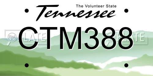 CTM388 Tennessee License Plate