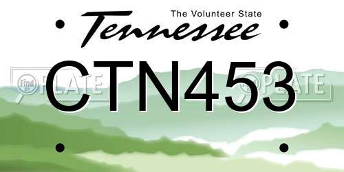 CTN453 Tennessee License Plate