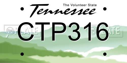 CTP316 Tennessee License Plate