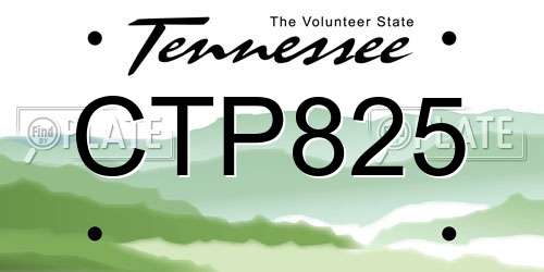 CTP825 Tennessee License Plate