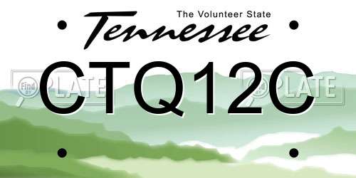 CTQ12C Tennessee License Plate