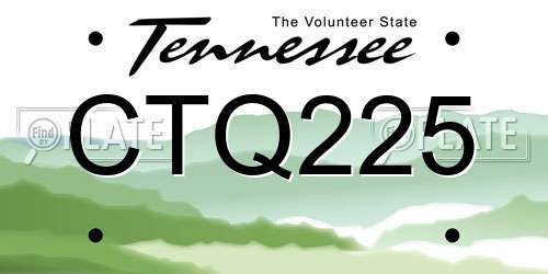 CTQ225 Tennessee License Plate