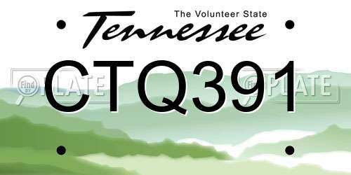 CTQ391 Tennessee License Plate