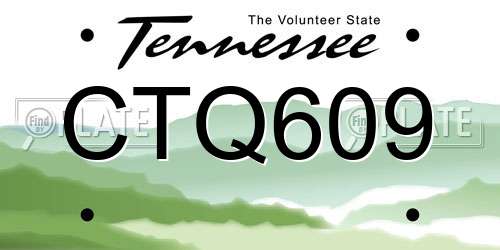 CTQ609 Tennessee License Plate