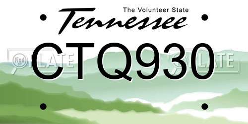 CTQ930 Tennessee License Plate