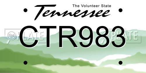 CTR983 Tennessee License Plate