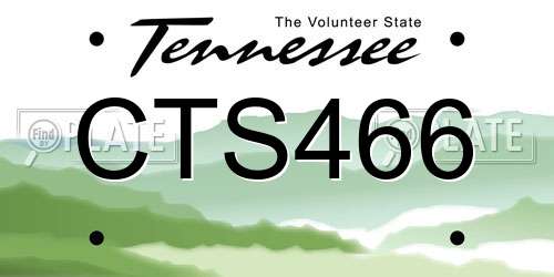 CTS466 Tennessee License Plate