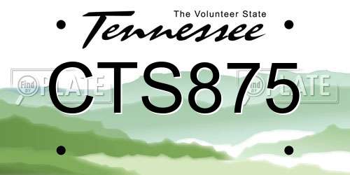 CTS875 Tennessee License Plate