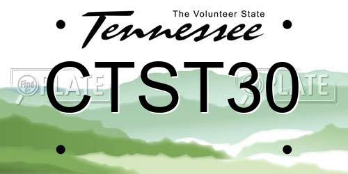 CTST30 Tennessee License Plate