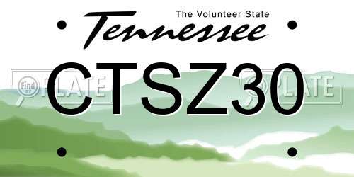 CTSZ30 Tennessee License Plate